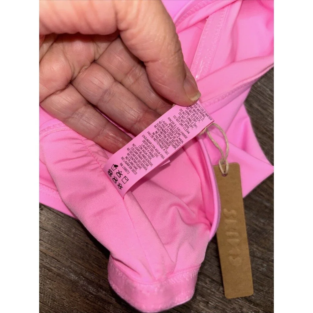 Skims Swim Taffy Bandeau Bikini Top XL New Removable Adjust Strap Boning Pink